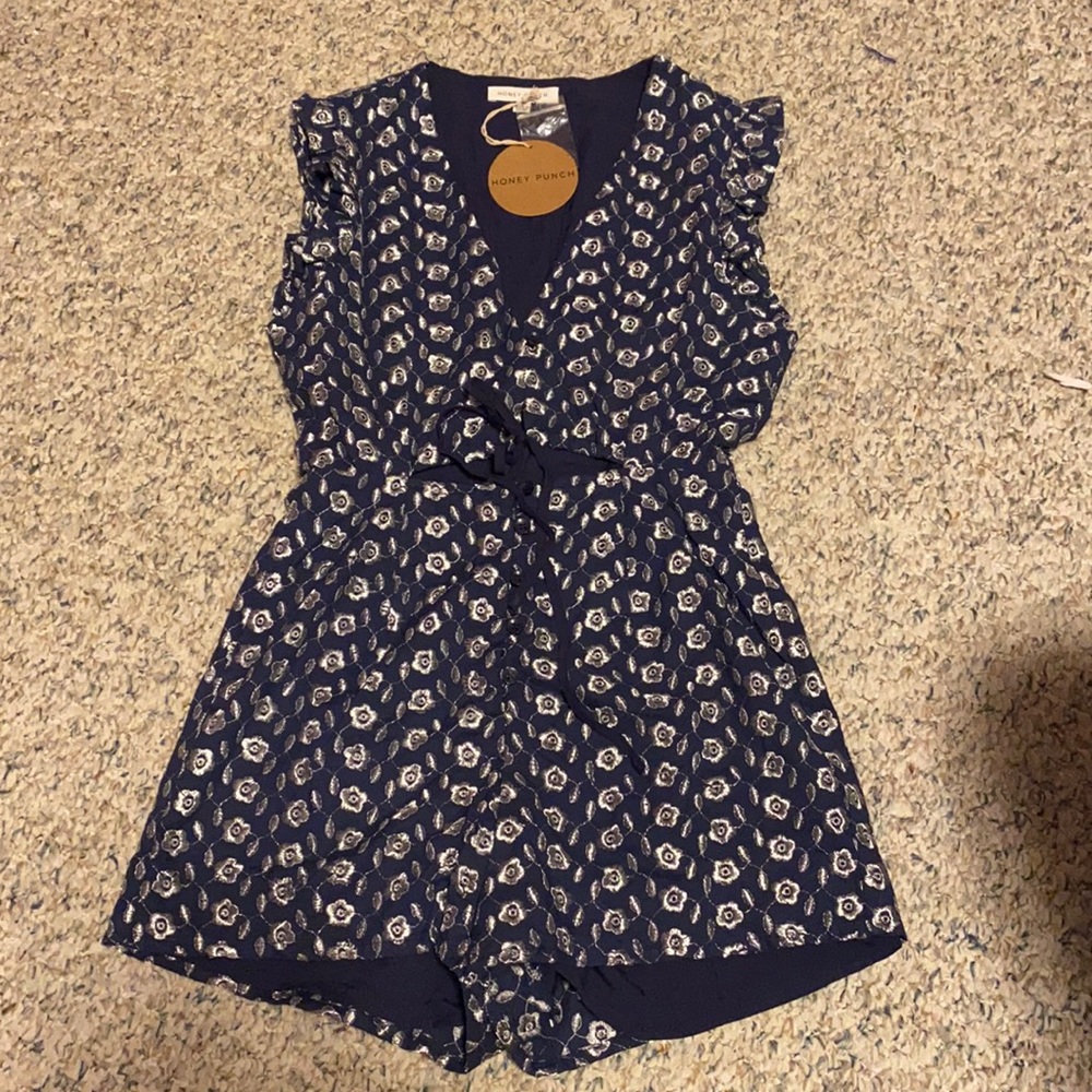 Blue and silver romper